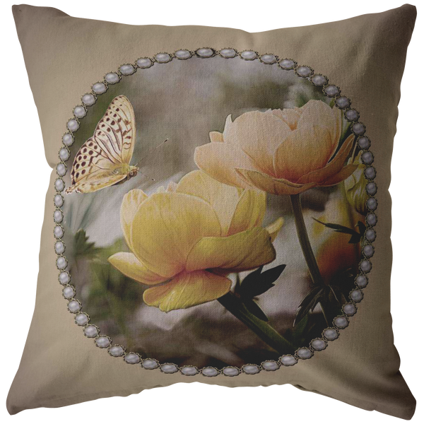 Personalize-Flower Pillow (Vintage Tan)
