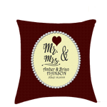 b)Personalize - MR & MRS.-Burgundy Pillow/Cover