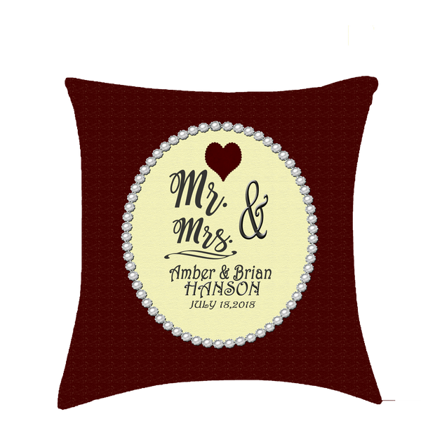 b)Personalize - MR & MRS.-Burgundy Pillow/Cover